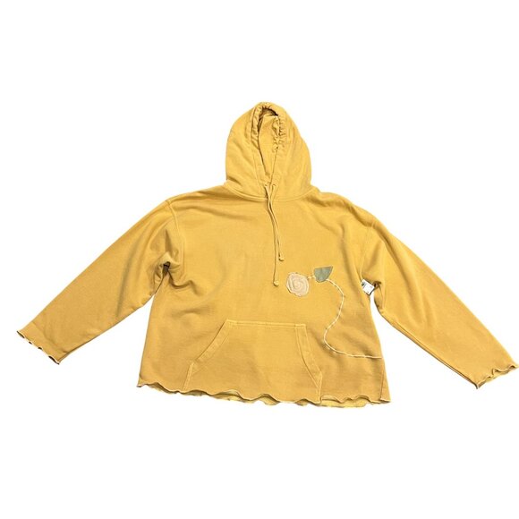 Kunky's Floral Appliqué Hoodie, NWT, Yellow, L - Picture 8 of 10